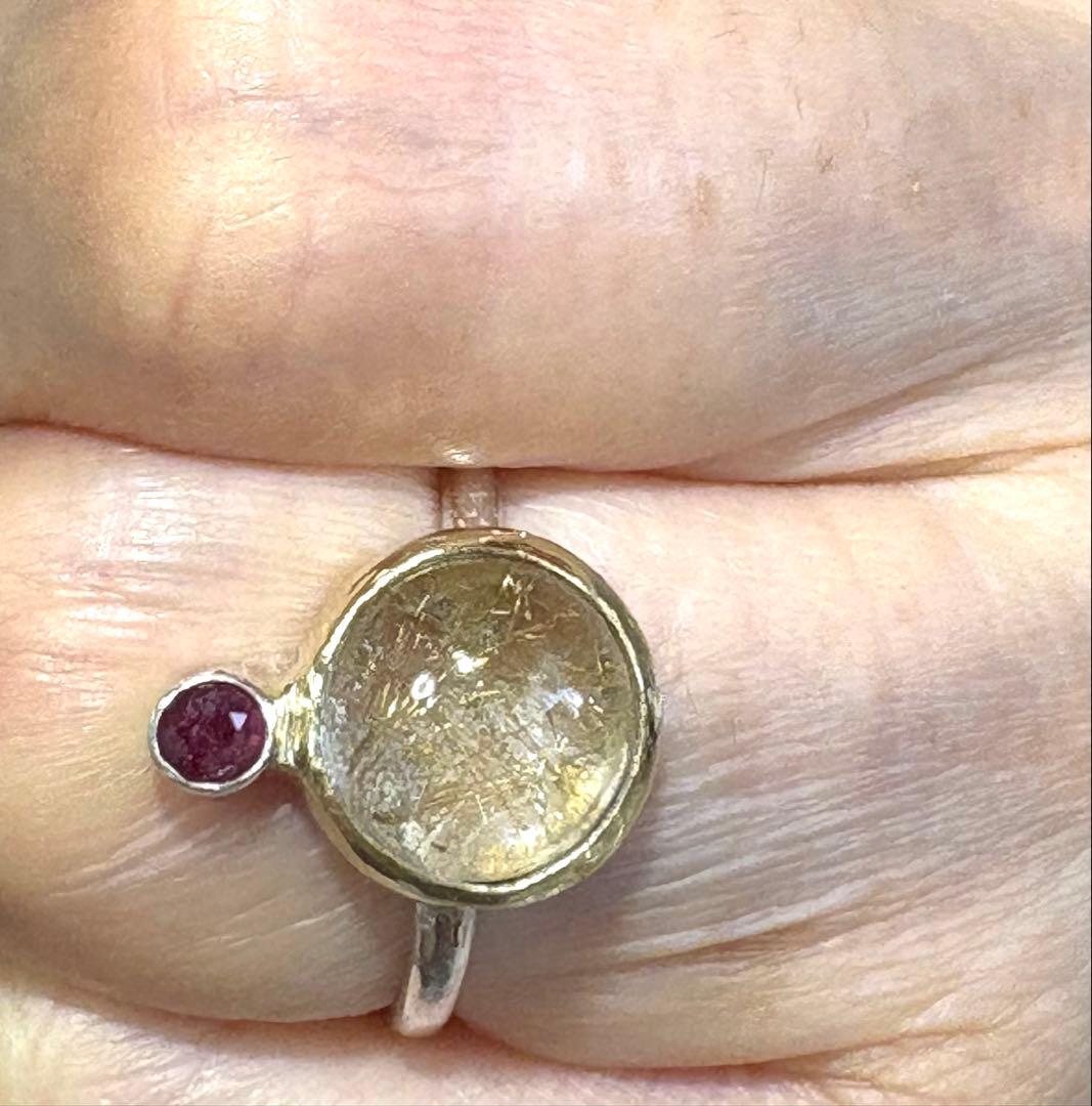 ルチルクオーツとルビーのリング