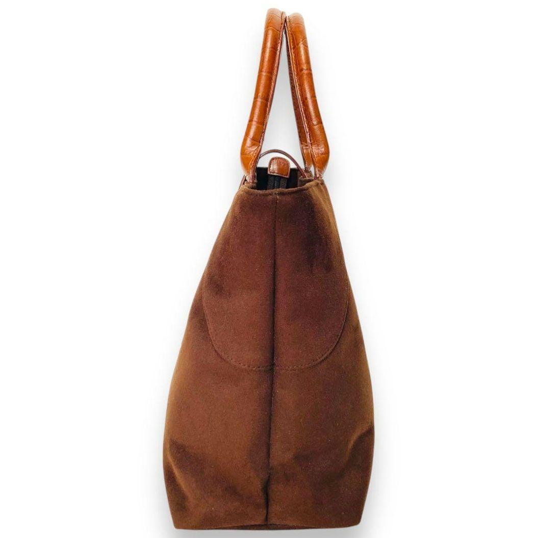 【未使用】濱野皮革工藝 HAMANO ハマノ ハンドバッグ スエード クロコA4