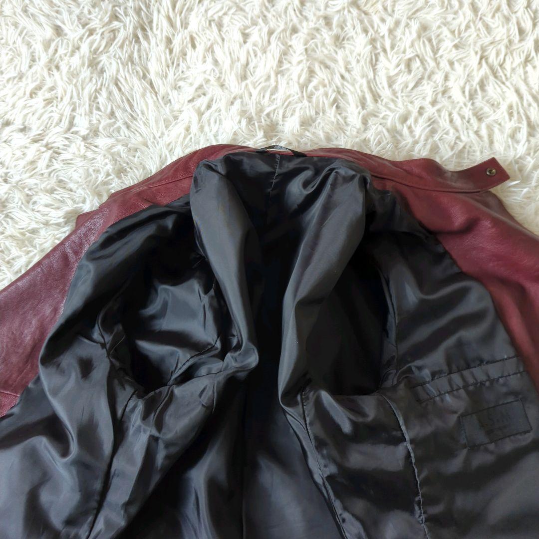 美品 A.S.M アトリエサブメン シングルライダース 本革 バーガンディ L