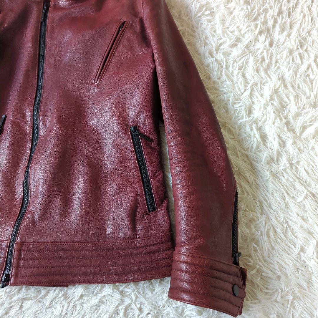 美品 A.S.M アトリエサブメン シングルライダース 本革 バーガンディ L