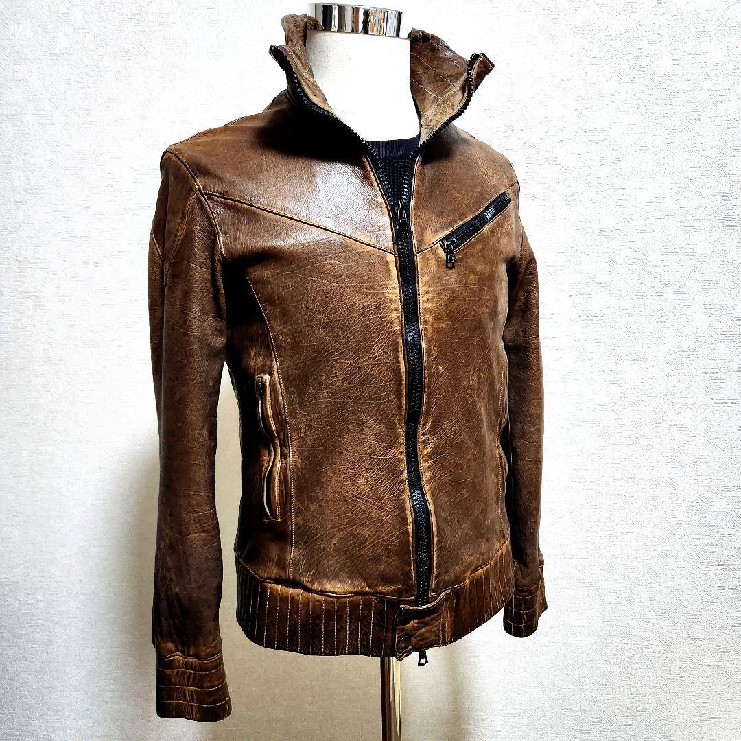 G*t様 イサムカタヤマバックラッシュ　本革　シングルライダース　ブラウン　3