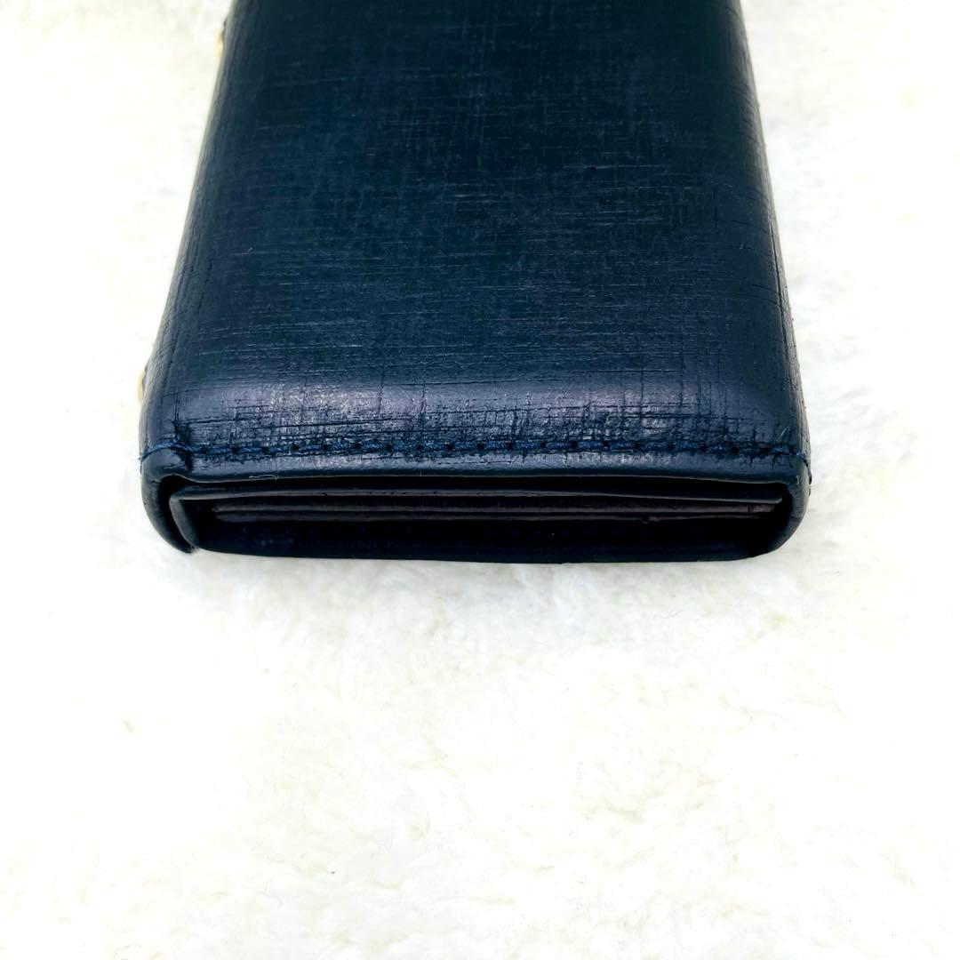 m+ エムピウ 折り財布 ミッレフォッリエ Ⅱ P25 クアドレッティ ネイビー