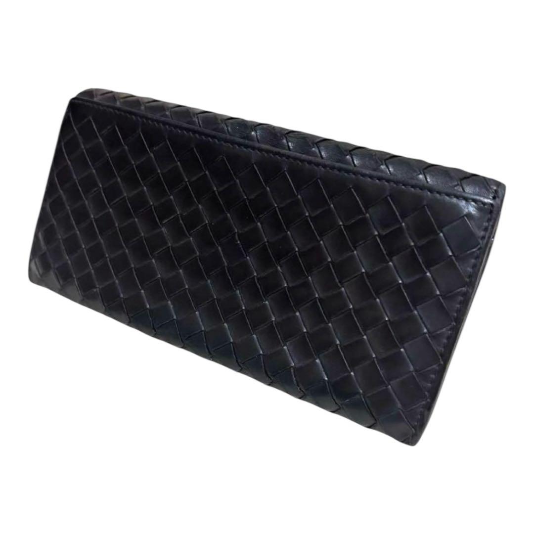 ボッテガヴェネタ　長財布　札入れ　ダークブラウン　イントレチャート　フラップ