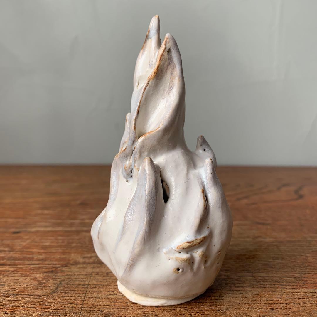 妻の作った　白い炎　香炉　お香立て　陶芸　妖怪　つるべ火