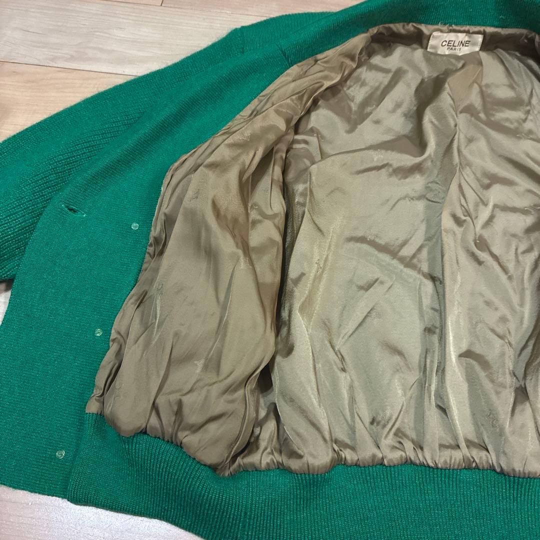 か*ず様 M455 CELINE 緑色 ストライプ カーディガン