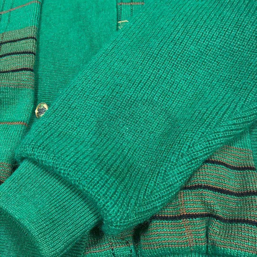 か*ず様 M455 CELINE 緑色 ストライプ カーディガン