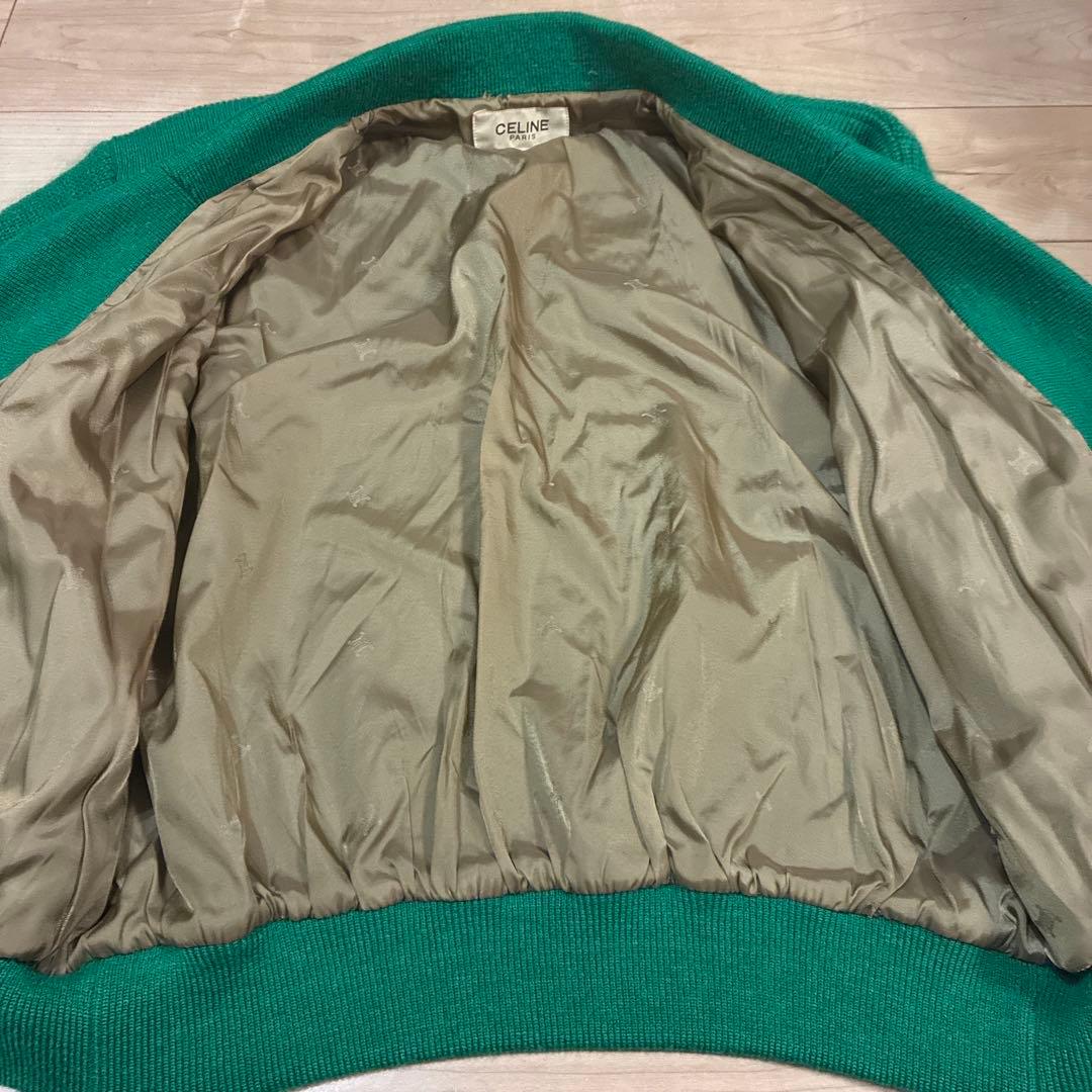 か*ず様 M455 CELINE 緑色 ストライプ カーディガン