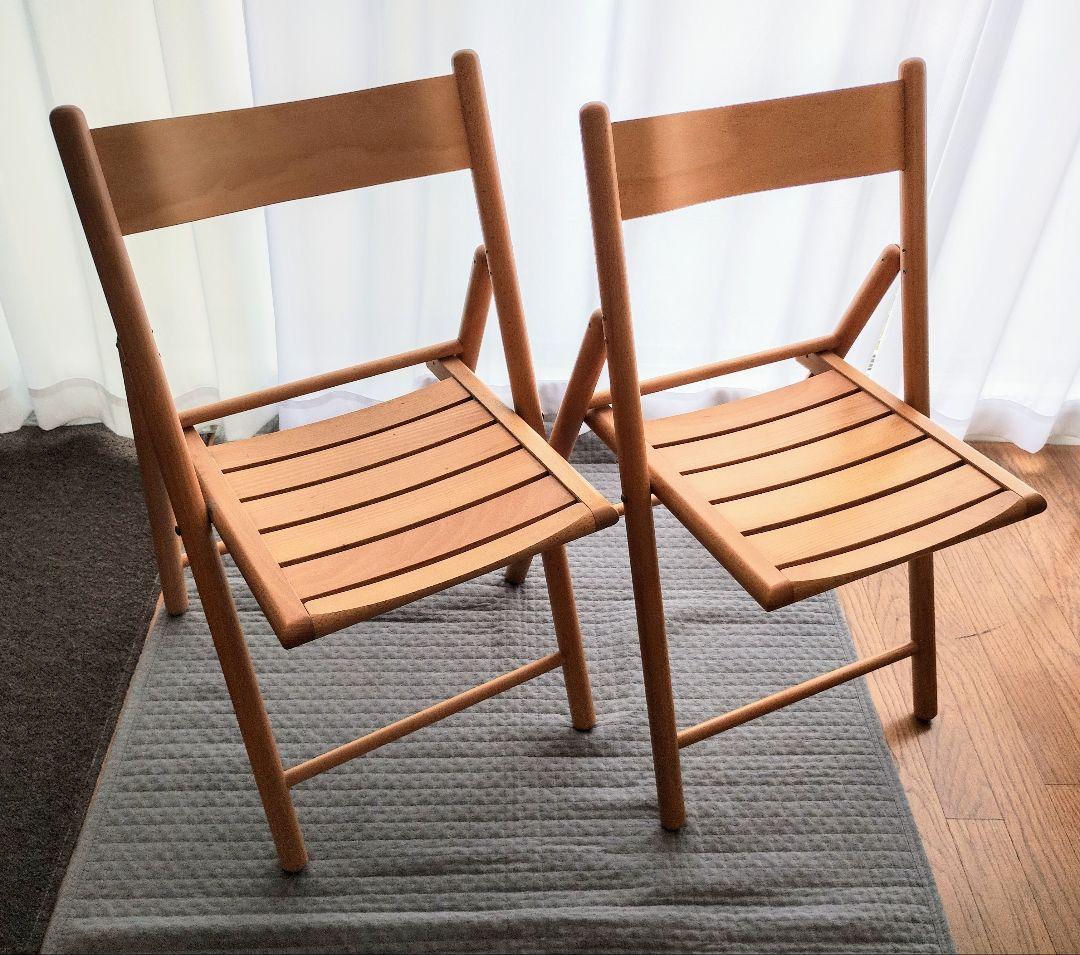 無印良品　折りたたみ木製椅子2脚　ウッドチェア