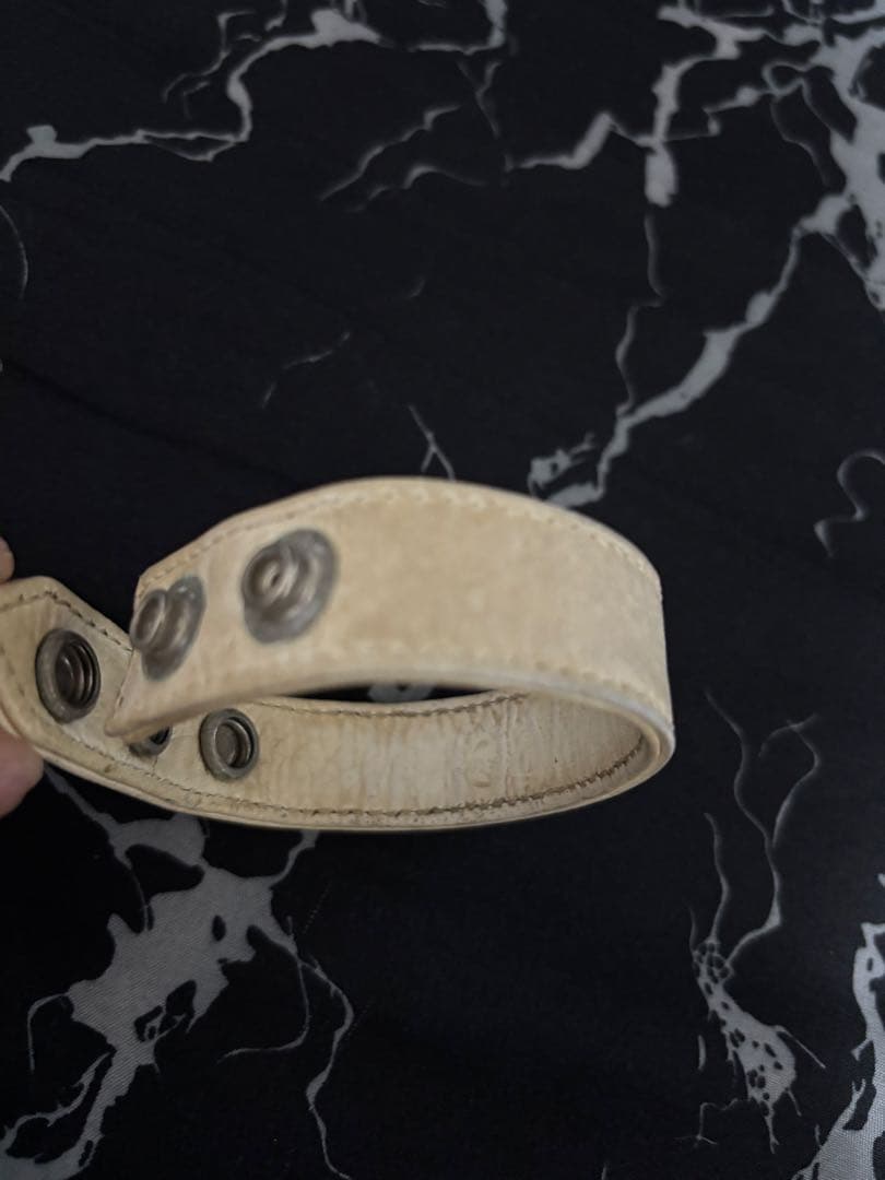 希少 クロムハーツ　レザーブレスレット　ホワイト