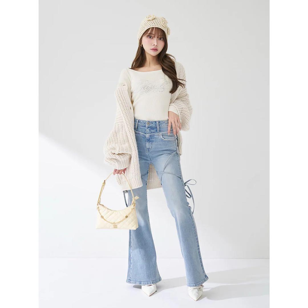 新品タグ付き ダーリッチ ピコレースハイウエストフレアデニム XS