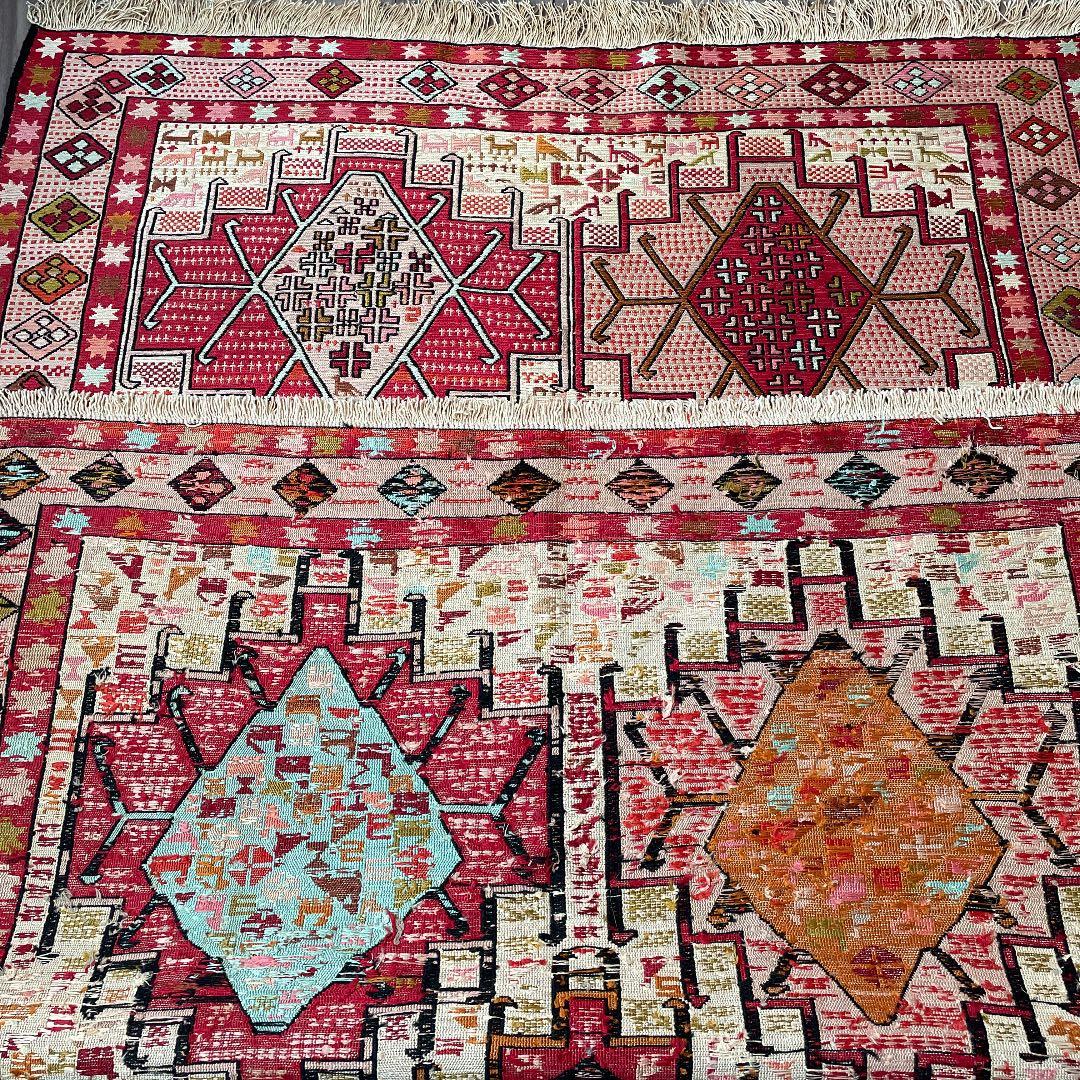 シャーサヴァン　スマック織キリム　シルク製　約136cm×101cm 未使用品