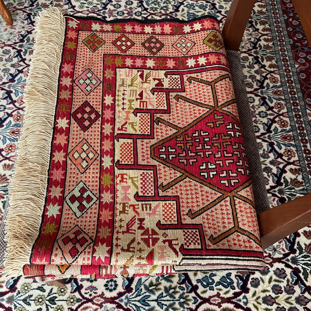 シャーサヴァン　スマック織キリム　シルク製　約136cm×101cm 未使用品