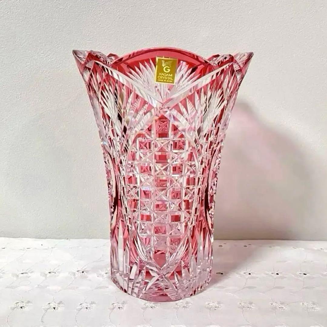 江戸切子 カガミクリスタル 花瓶 フラワーベース