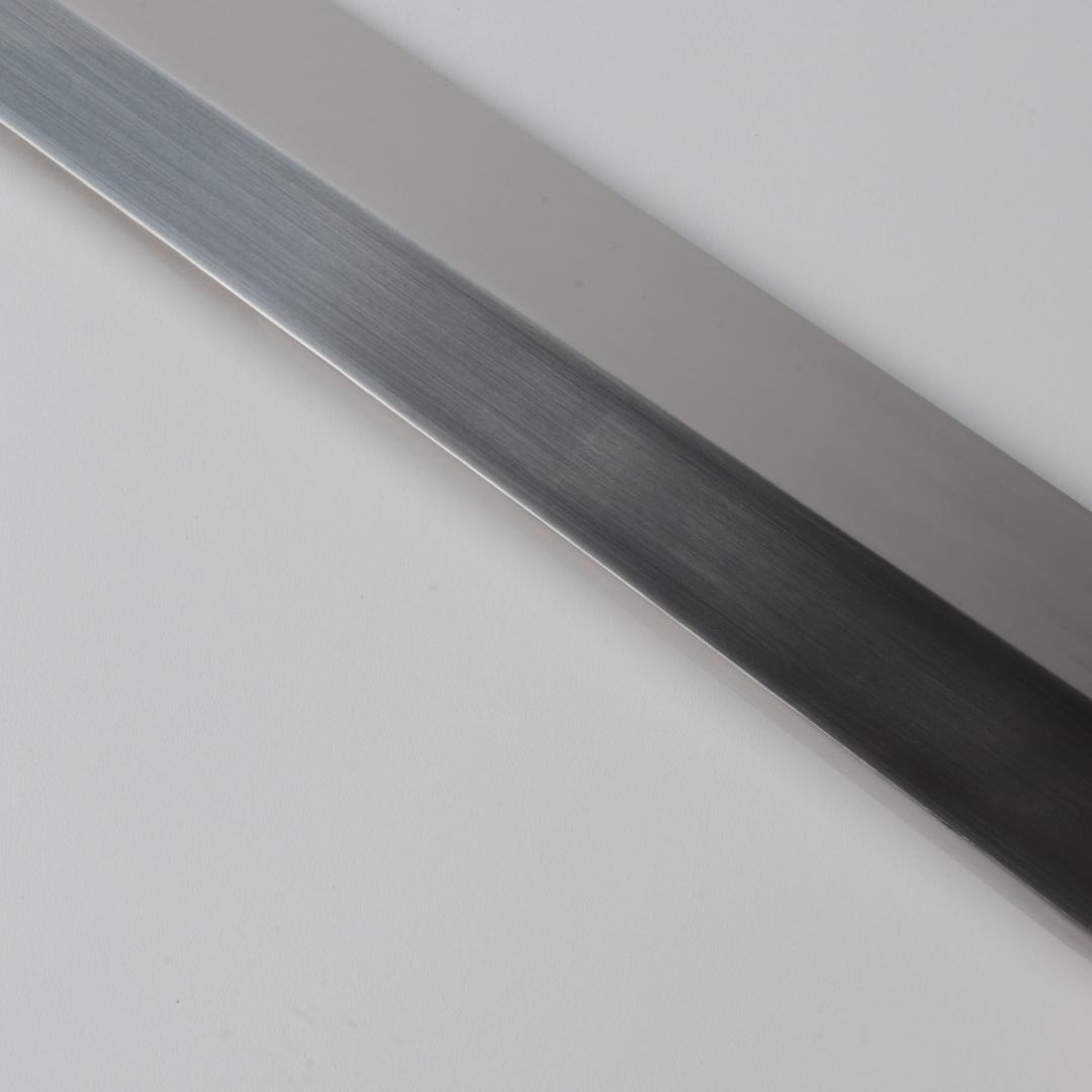 梵静刃物マグロ包丁刃渡二尺 ヘアライン仕上げ刺身包丁反りスネークウッド柄 鞘付き