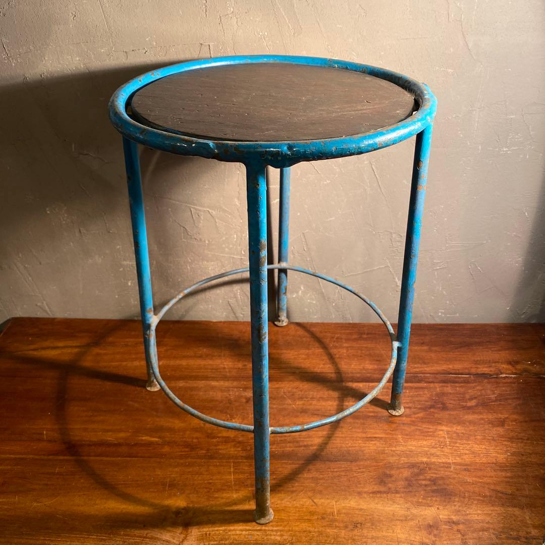 時代物 アイアンスツール 鉄脚 骨董品 古道具 インダストリアル 家具