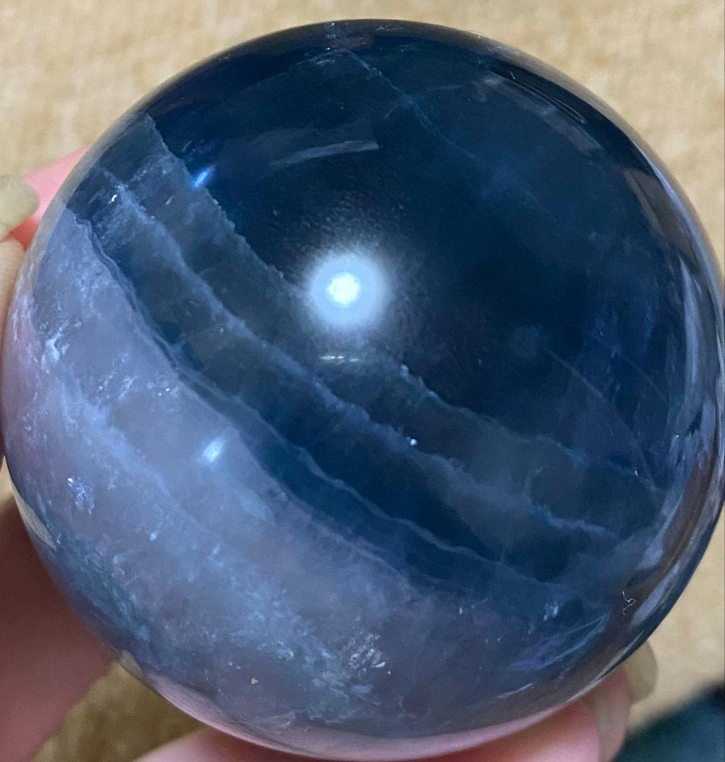 ★ブルー✖ホワイト★フローライト★ラビットヘア★キラキラ オーロラ 虹★スフィア