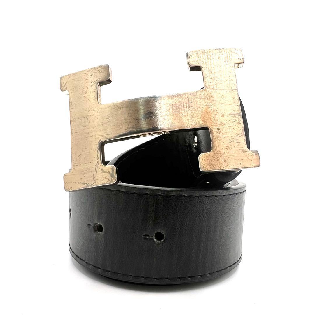 HERMES　ベルト　Hロゴ　コンスタンス　レザー　ゴールド　黒