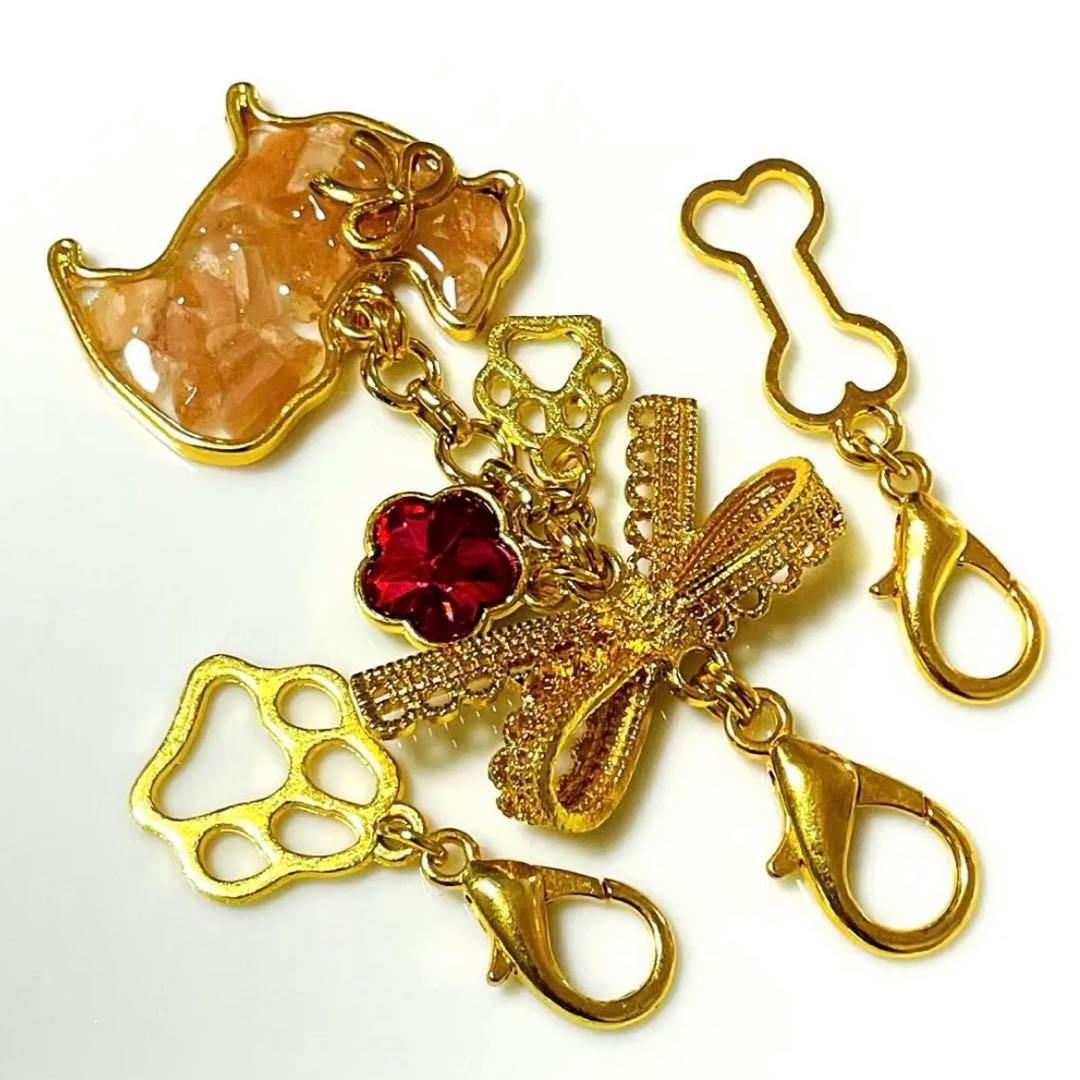 わんちゃん チャーム 3点set リボン ポメラニアン