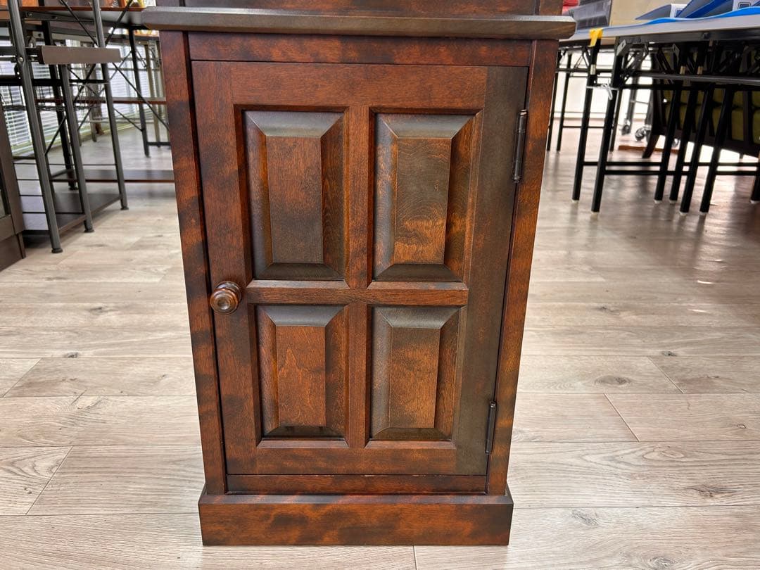 北海道民芸家具 樺材 飾り棚 4面ガラス 2面ドア　-497-