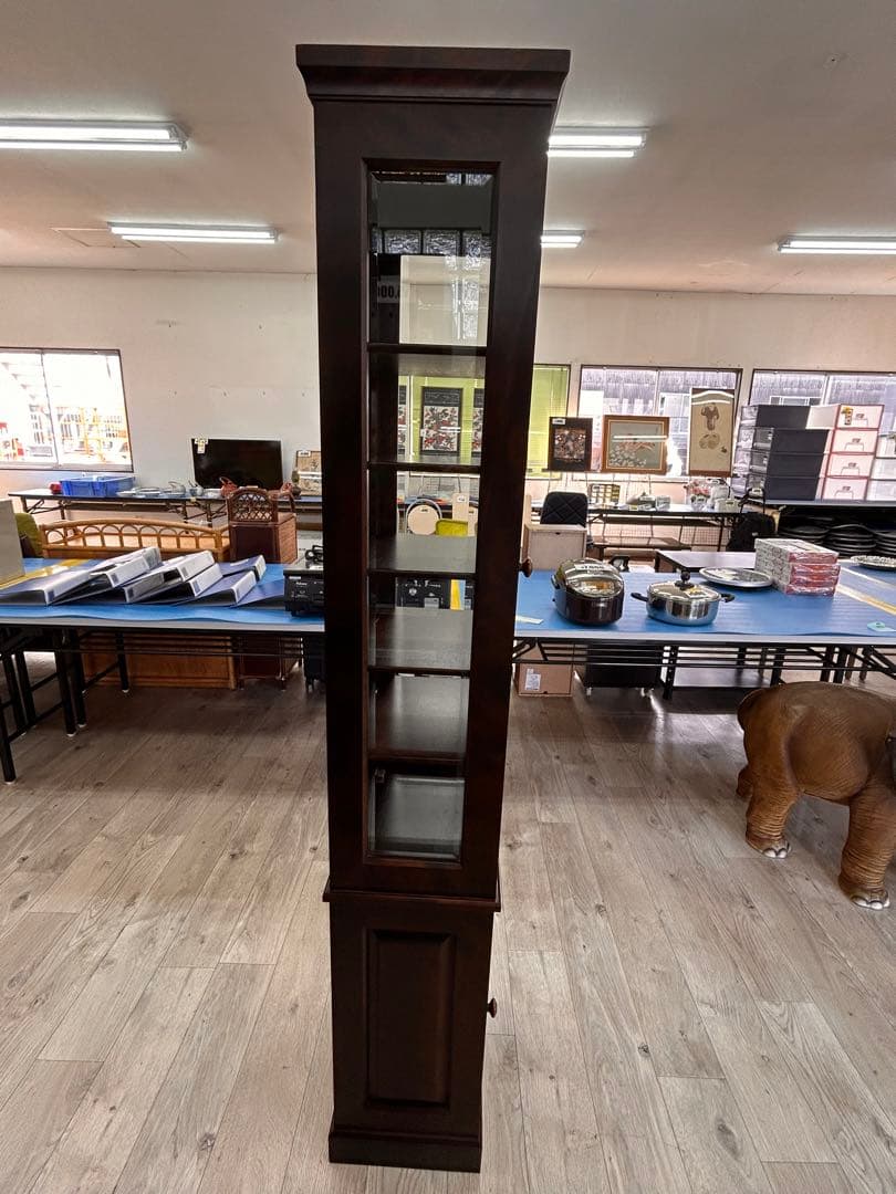 北海道民芸家具 樺材 飾り棚 4面ガラス 2面ドア　-497-