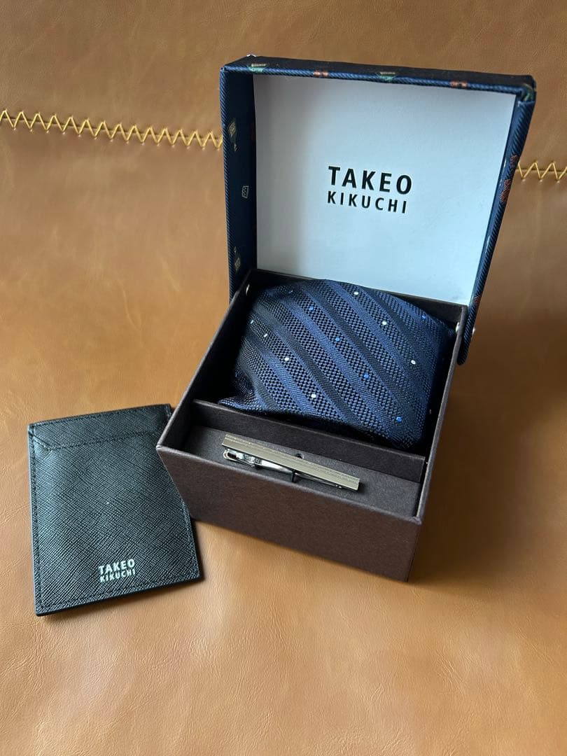 TAKEO KIKUCHI ネイビー ネクタイ 3点ギフトセット