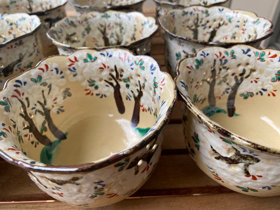 乾山写吉野桜向付15客 京焼 チロンマ