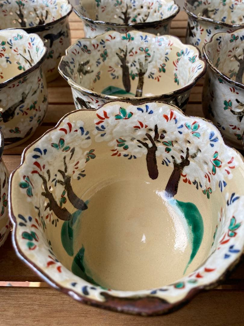 乾山写吉野桜向付15客 京焼 チロンマ