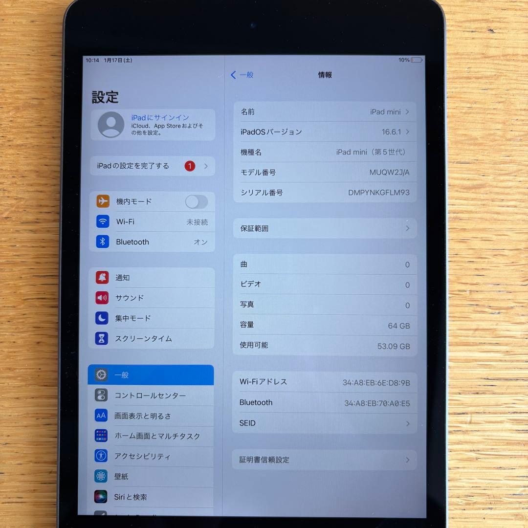 iPad mini 第5世代 Wi-Fiモデル 64GB / 黒