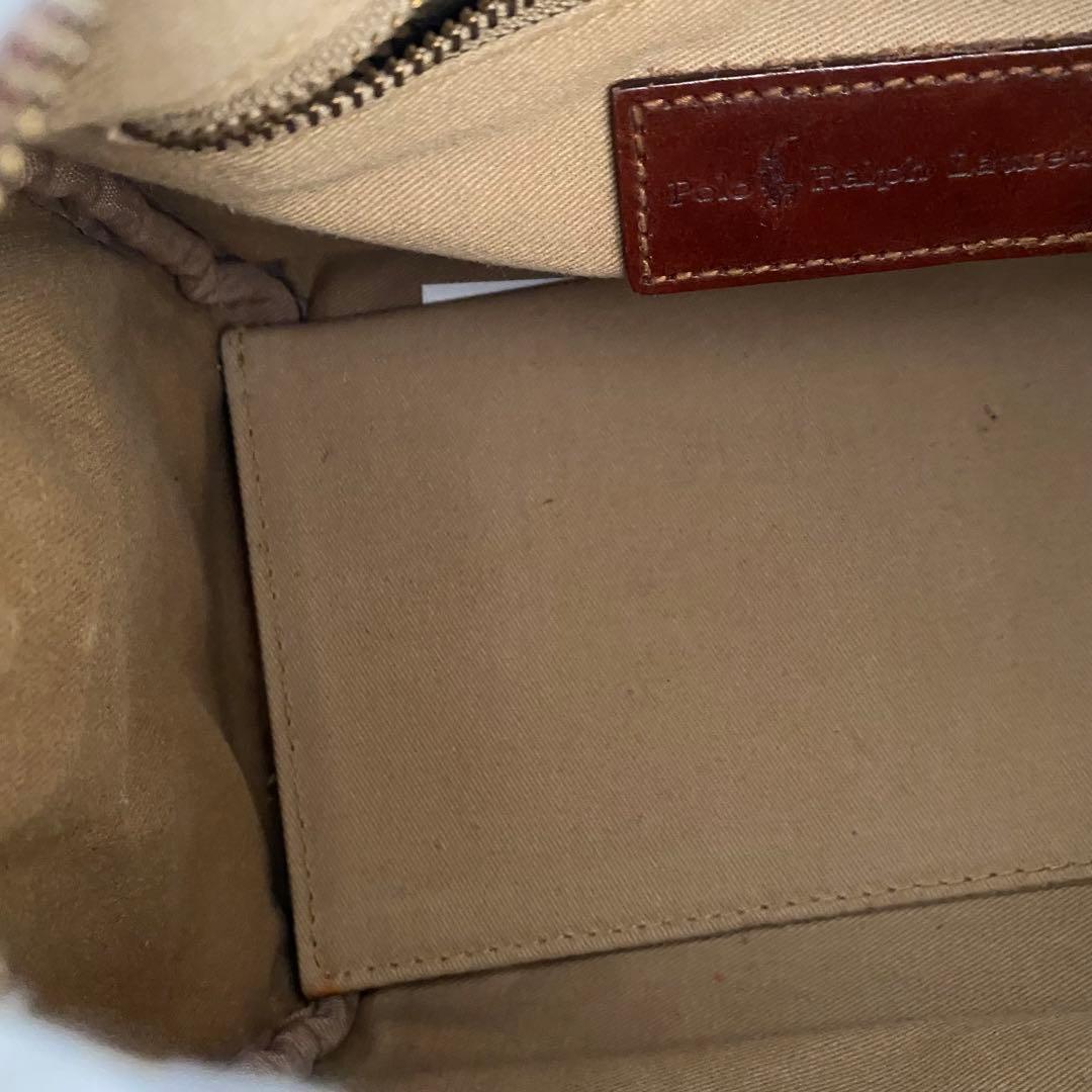 ポロラルフローレン　ミニボストンバッグ　キャンバス　レザー　千鳥柄　旅行