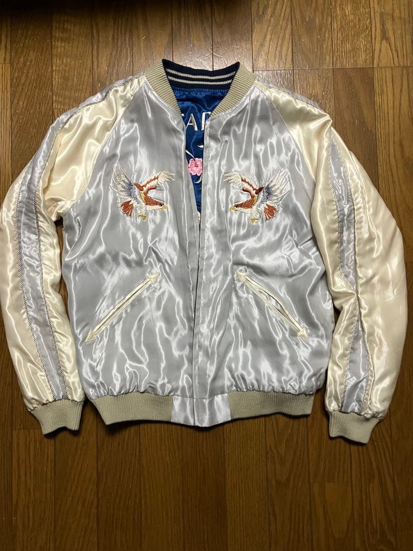 鷲刺繍 サテン スカジャン テーラー東洋