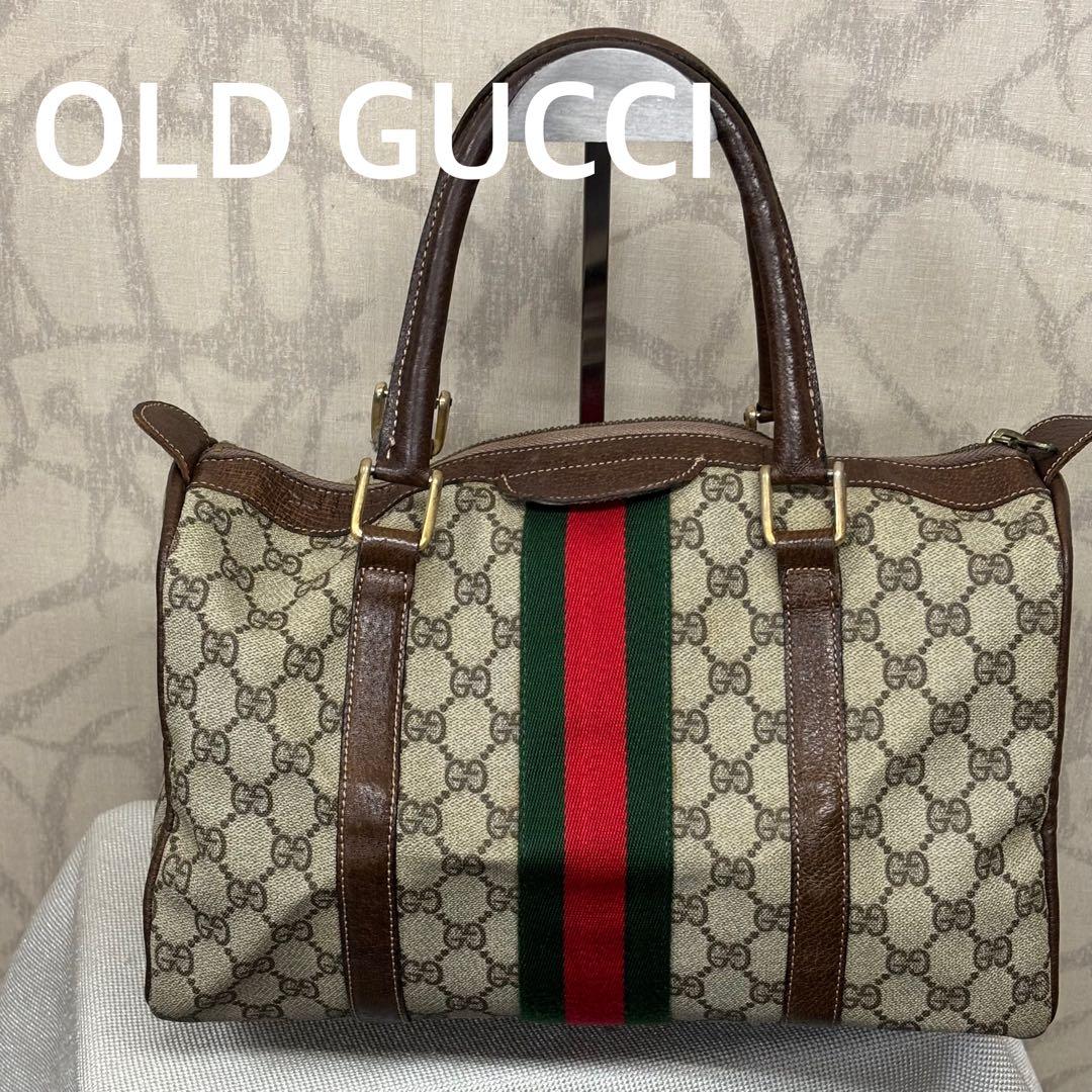 オールドグッチ　GUCCI ボストンバッグ GGキャンバス　シェリーライン　R