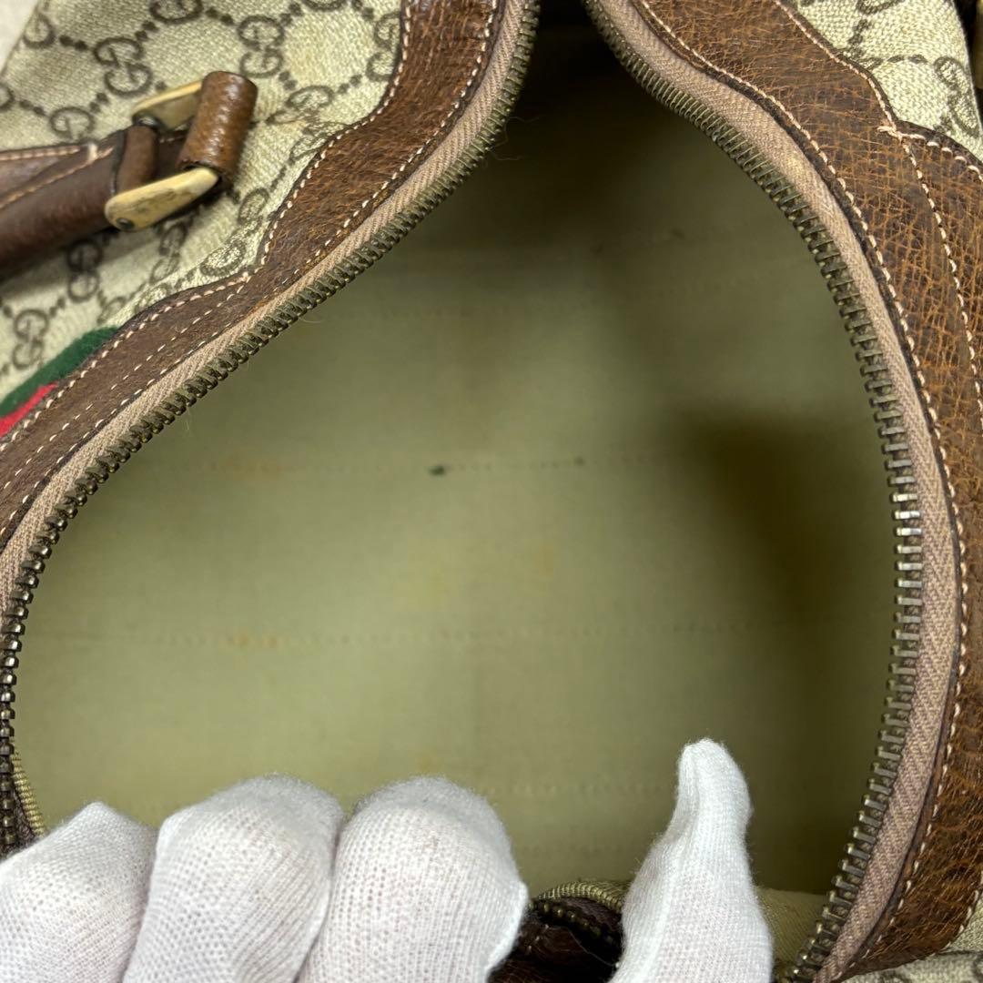 オールドグッチ　GUCCI ボストンバッグ GGキャンバス　シェリーライン　R