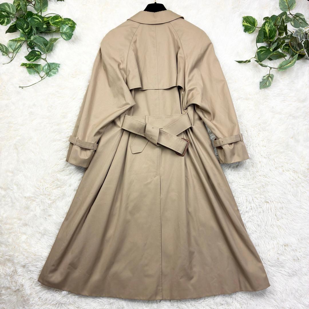 極美品　アクアスキュータム　マキシ丈　ボリューム袖　シングルトレンチコート　M