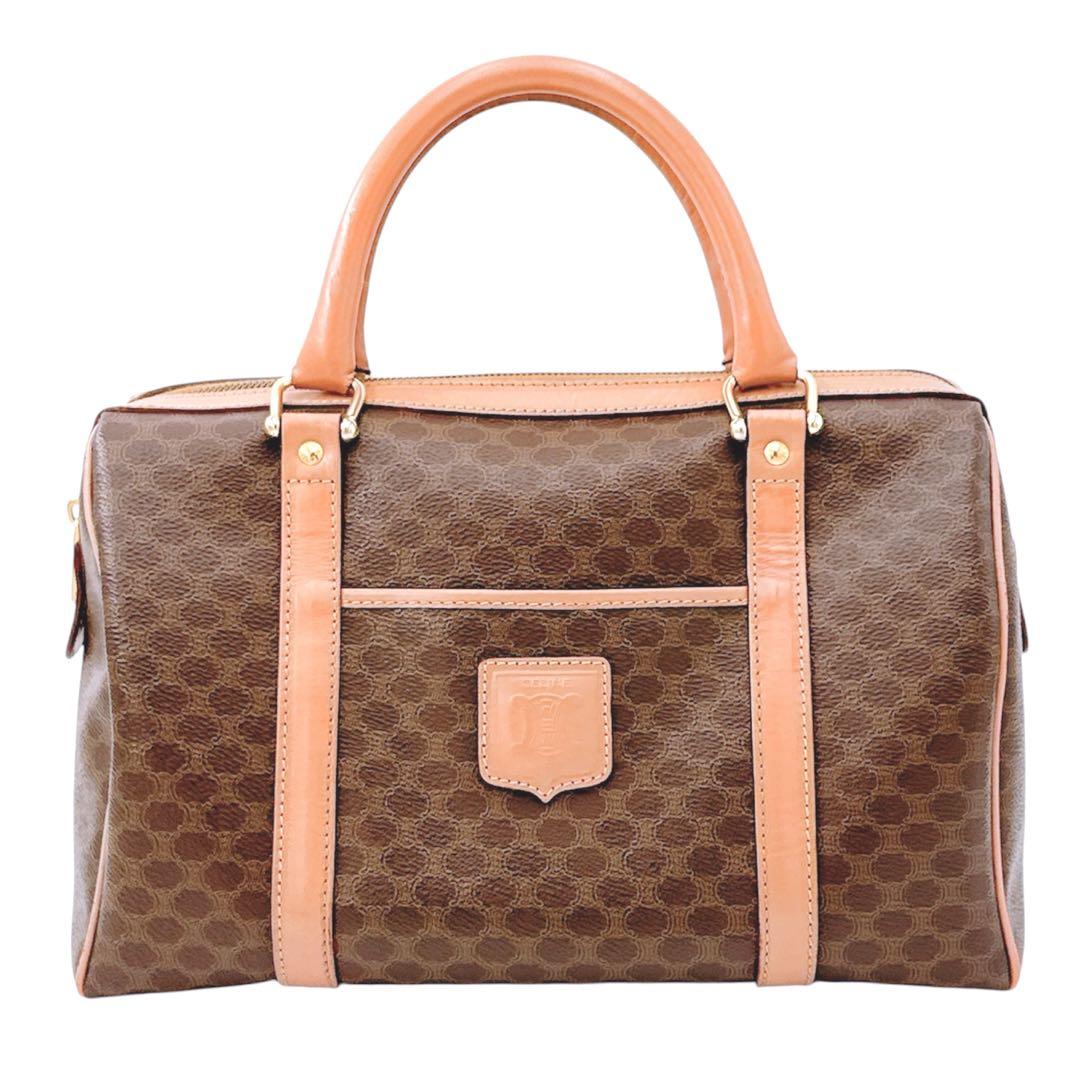 良品✨️セリーヌ マカダム ミニボストン ハンド バッグ ブラウン ヴィンテージ