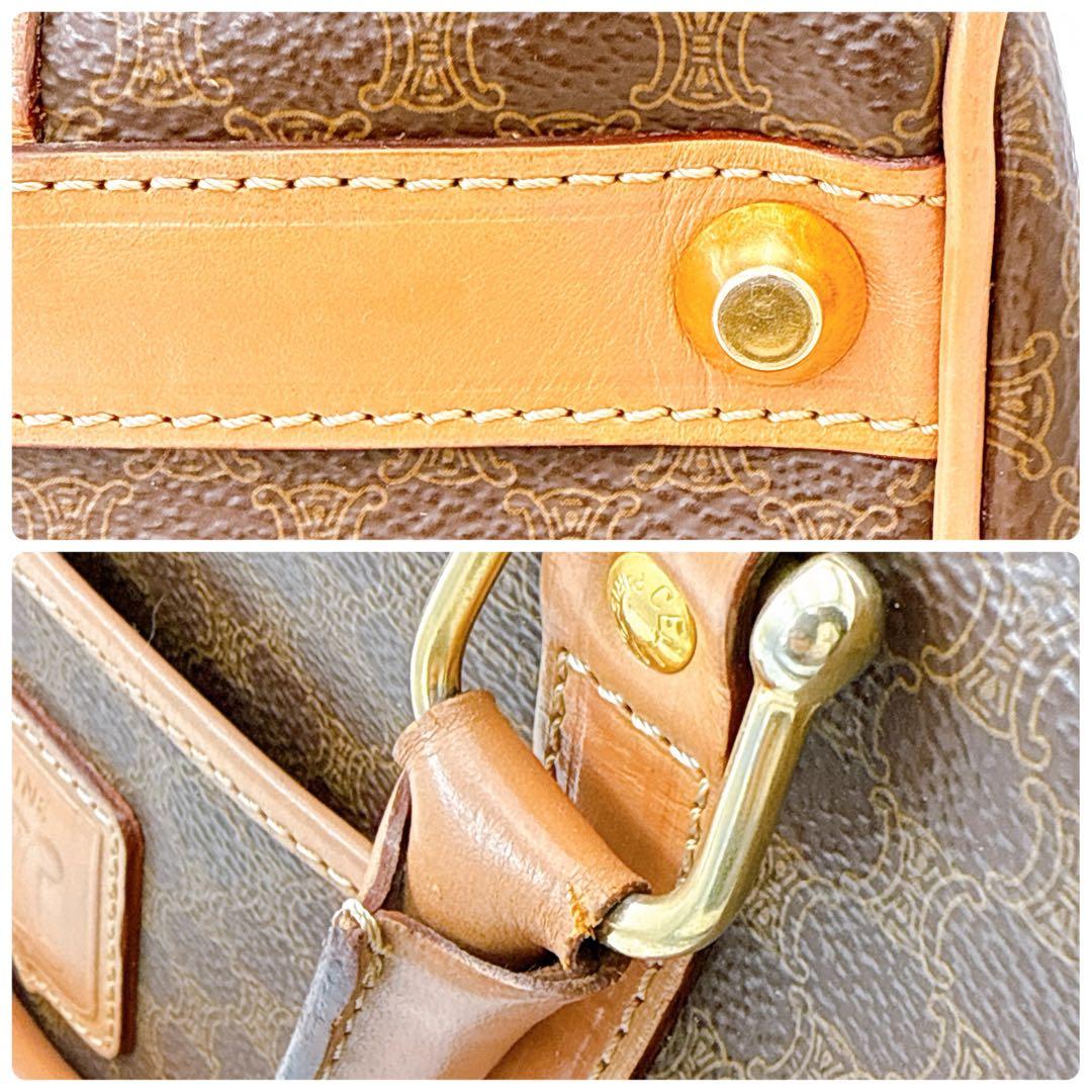 良品✨️セリーヌ マカダム ミニボストン ハンド バッグ ブラウン ヴィンテージ