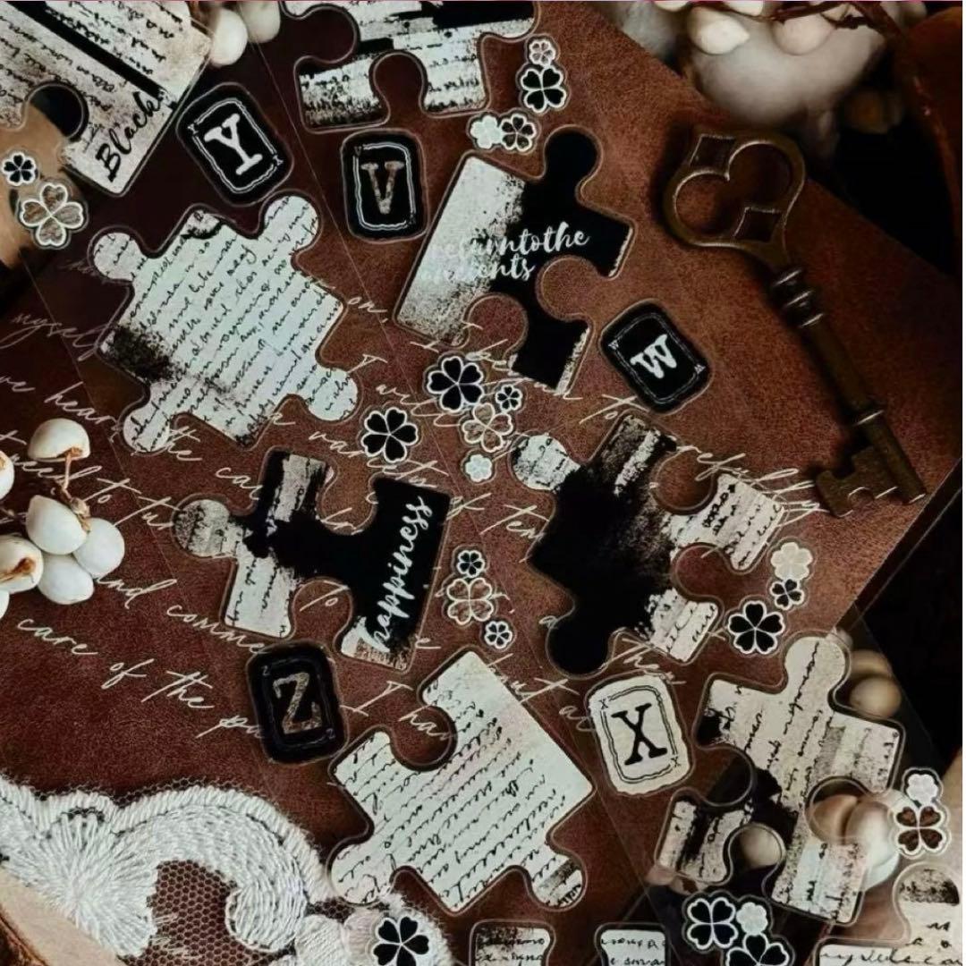 PET 拼图拼画复古色 ダイカット4cm×5m 海外マスキングテープ パズル