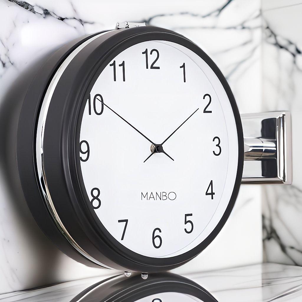 S*M様 MANBO 両面電波掛け時計 ブラック/ホワイト 310mm