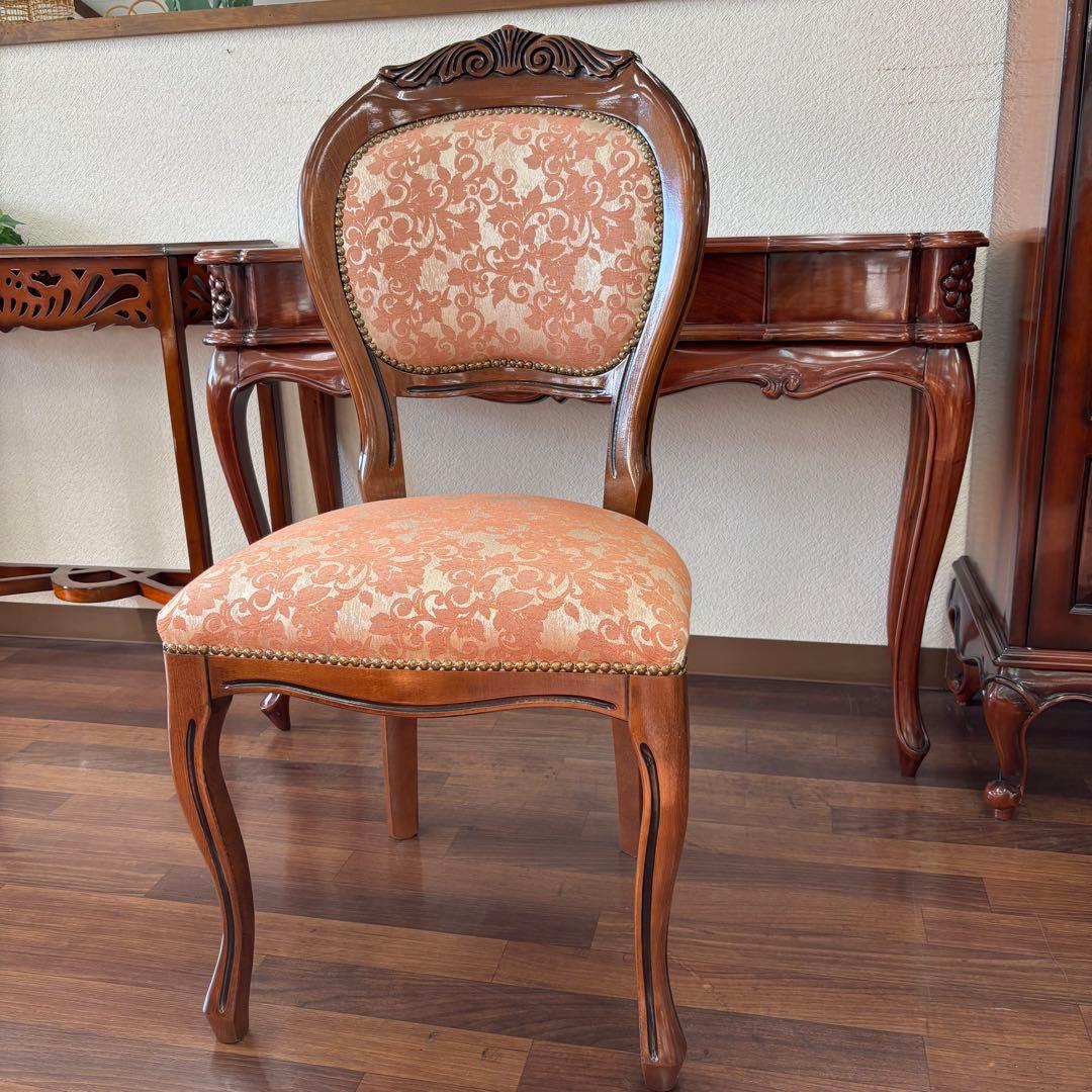 イタリア製クラシックスタイル ダイニングチェア ピンク