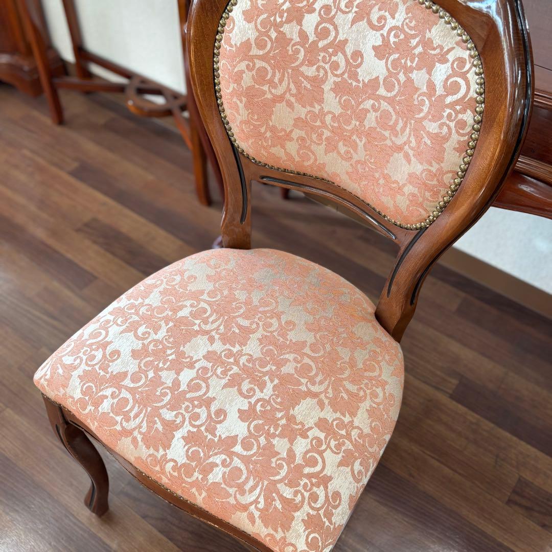 イタリア製クラシックスタイル ダイニングチェア ピンク
