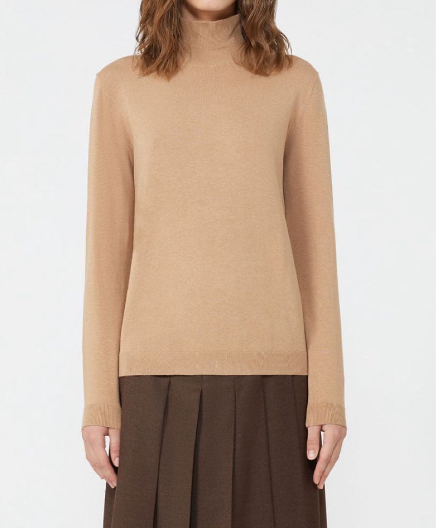 マックスマーラ シルクウール ハイネックニット キャメル