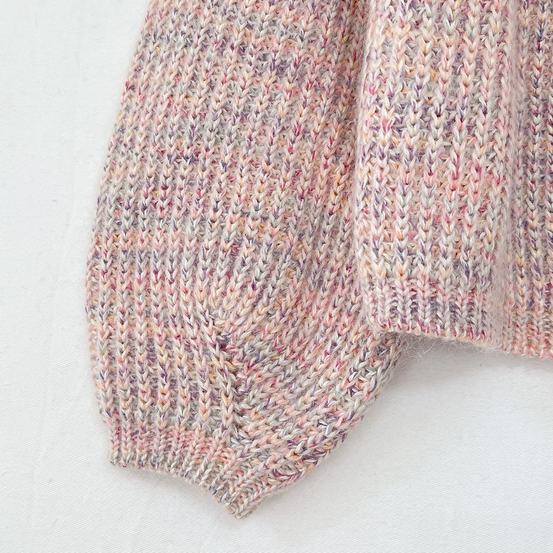 【1299】アナイ　モヘヤ+カラー杢地柄　プルオーバー　 36 ピンク