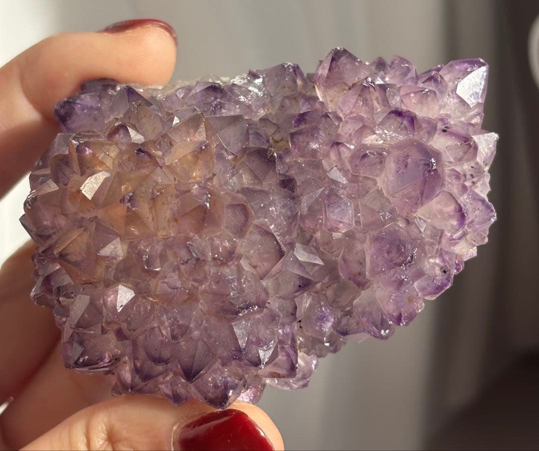 《高品質・紫陽花結晶》アメジスト×アメトリン＊ツインクラスター　レア　台座付き