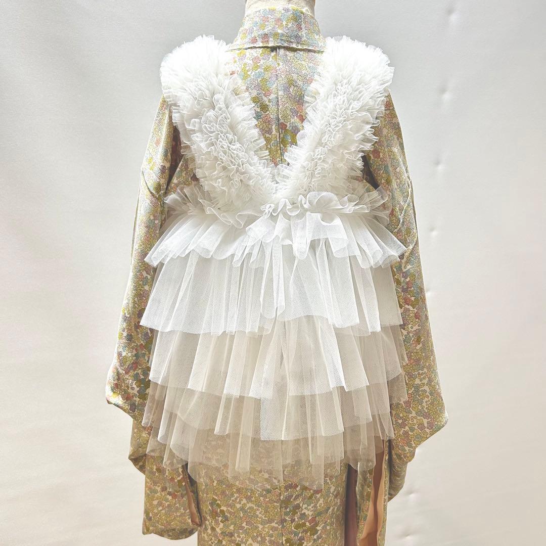 被布エプロン【スノーフリル】チュール被布　被布ドレス　七五三　チュールドレス