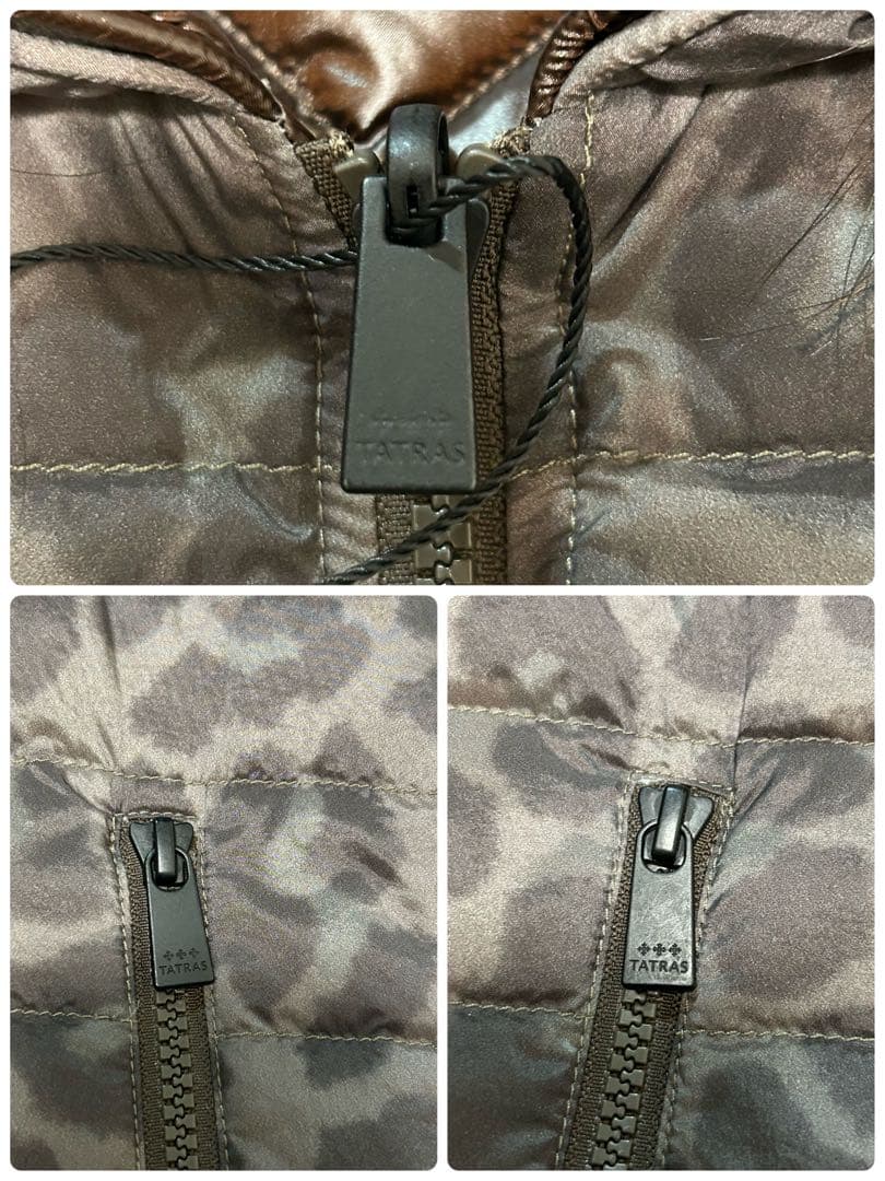 タトラス リバーシブル 2WAY ダウンベスト キルティング レオパード 2