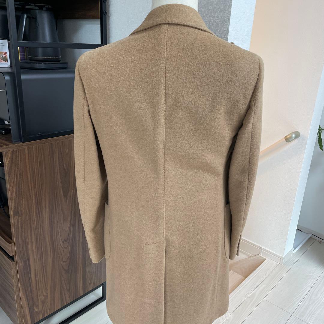LARDINI キャメル100% ダブルブレスト チェスターコート 46