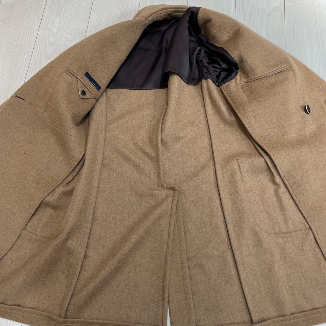 LARDINI キャメル100% ダブルブレスト チェスターコート 46