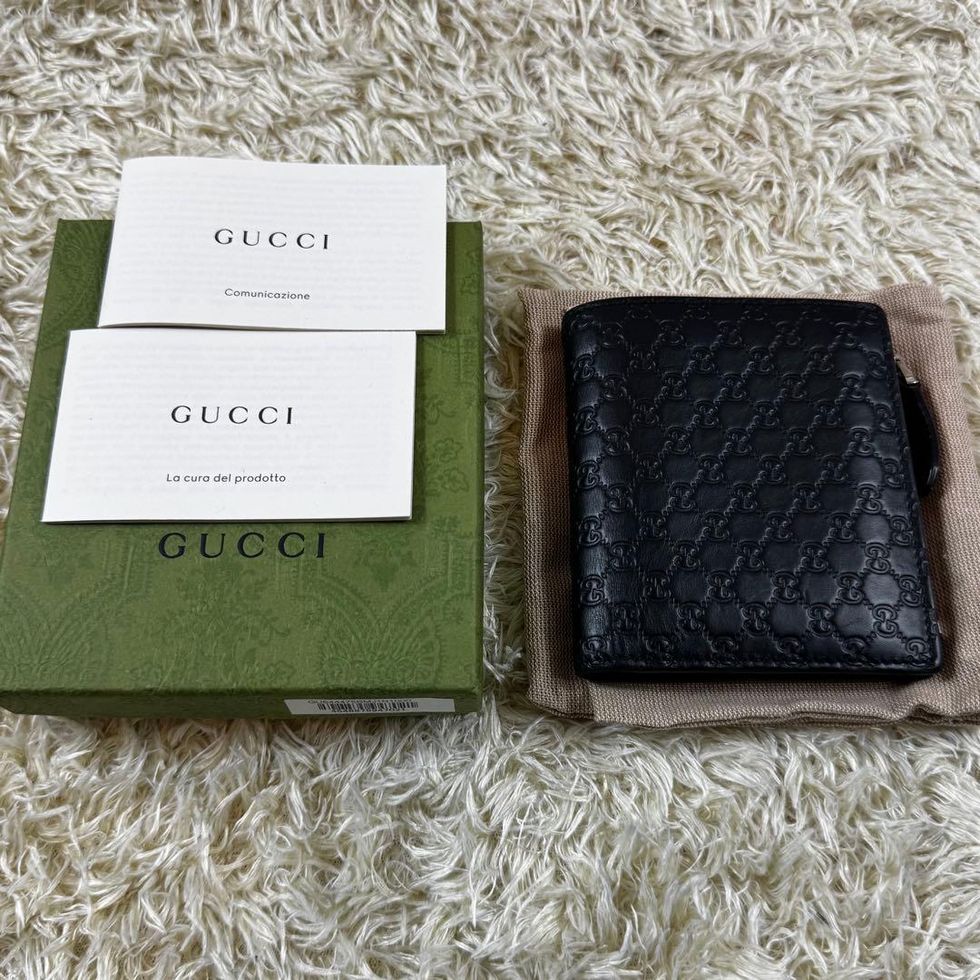極美品✨グッチ　二つ折り財布　マイクロシマ　付属品完備　黒　544475