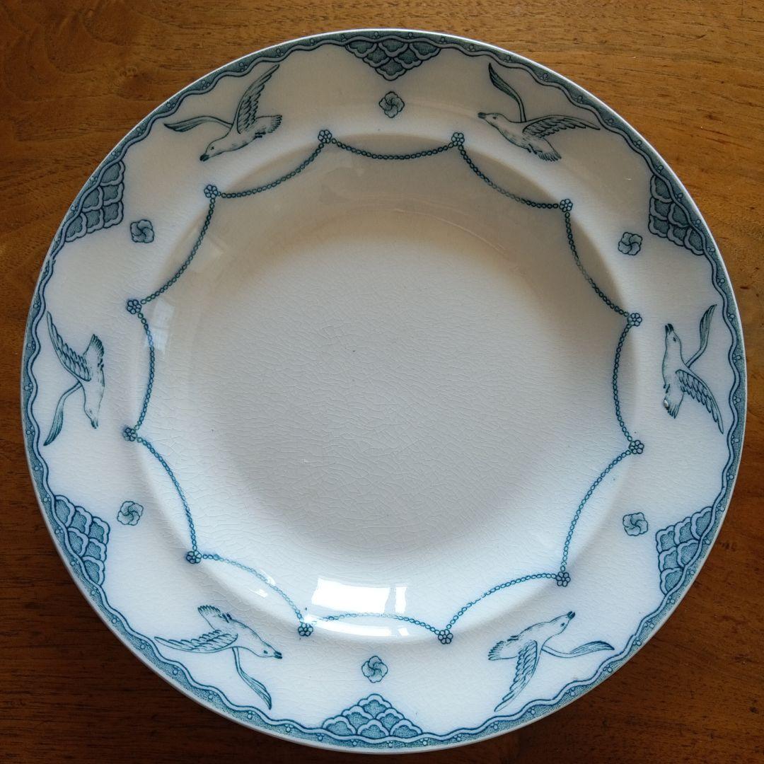 オーレスンド　グスタフスベリ　かもめ　アンティーク　21cm　スープ皿　２枚