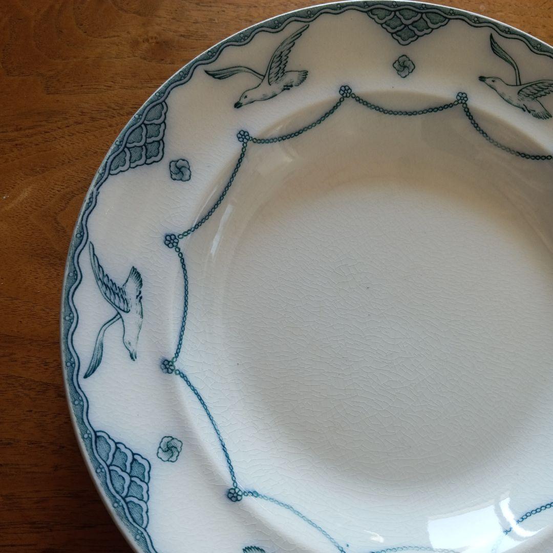 オーレスンド　グスタフスベリ　かもめ　アンティーク　21cm　スープ皿　２枚