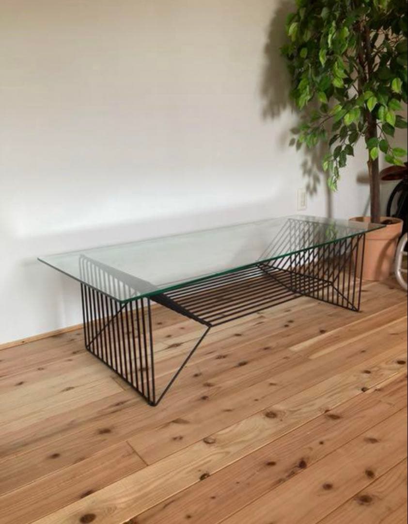 アルテジャパン インザルーム モダン ガラスリビングワイヤーベース ローテーブル